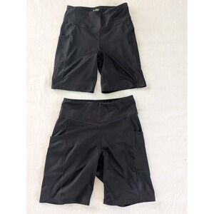 Tek‎ Gear Black Midi Bike Shorts Bundle of 2 Women's Sz M Side Pockets Athletic